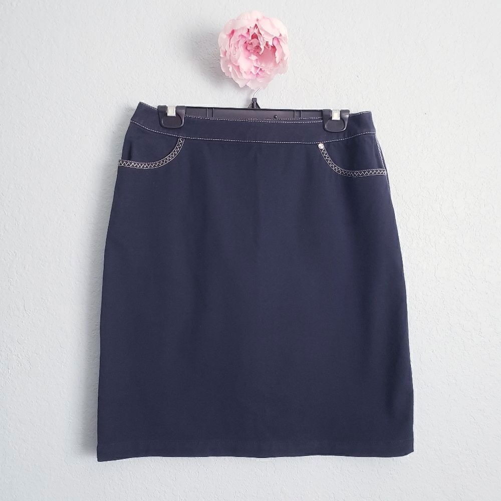Carlisle Blue Pencil Skirt Knee-Length Work
